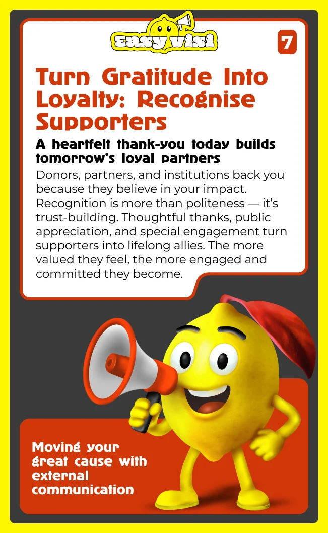 Turn gratitude into loyalty: recognise supporters
