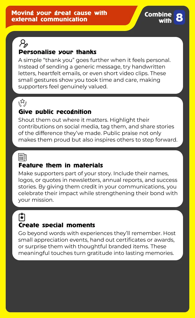 Turn gratitude into loyalty: recognise supporters